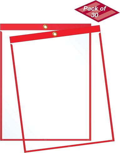 حاملات تذاكر العمل EnvyPak - 22.86 سم × 30.48 سم - عبوة من 30 قطعة (حمراء) تحميل علوي مع فتحة للتعليق in Kuwait