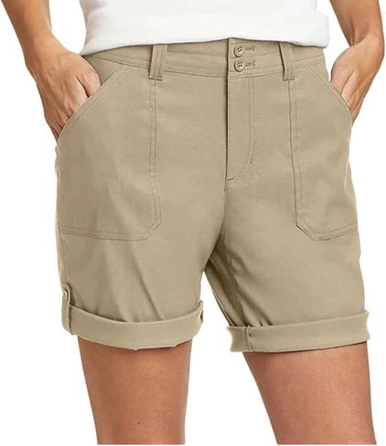 شورت برمودا نسائي قابل للتمدد بعامل حماية من الأشعة فوق البنفسجية 50 من Eddie Bauer بطول قابل للتعديل (الولايات المتحدة، رقمي، 4، عادي، عادي، بني) in Saudi Arabia