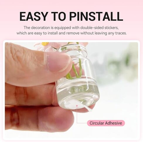 ديكورات لوحة قيادة السيارة من ديزي - 4 قطع من إكسسوارات الزهور الصغيرة للنساء - مزهريات آمنة قابلة للإزالة وخالية من الالتصاق كهدية للسيارة الجديدة in Kuwait