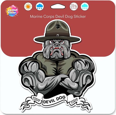 ملصقات Devil Dog Marine Corps - ملصق بحري أمريكي وطني كبير مقاس 4 بوصات، مقاوم للماء، مقاوم للأشعة فوق البنفسجية، ملصقات بحرية لاصقة قوية - تستخدم للسيارة والشاحنة والكمبيوتر المحمول والنافذة in Kuwait