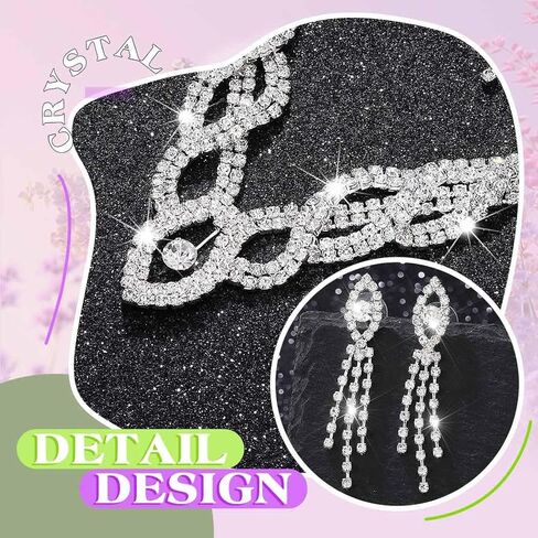Sixexey Rhinestone Bridal Wedding Jewelry Set Silver Prom Jewelry Accessories for Women in Saudi Arabia