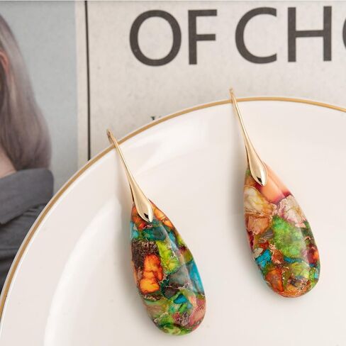 Healing Stone Series Set: Colorful Gold Earrings+ Healing Bracelet in Kuwait