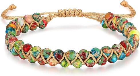 Healing Stone Series Set: Colorful Gold Earrings+ Healing Bracelet in Kuwait