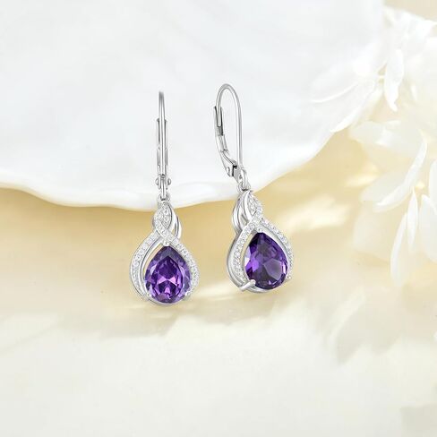 Infinity Teardrop Jewelry Set for Women Amethyst Necklace & Earrings February Birthstone Jewelry in Saudi Arabia