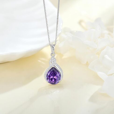 Infinity Teardrop Jewelry Set for Women Amethyst Necklace & Earrings February Birthstone Jewelry in Saudi Arabia