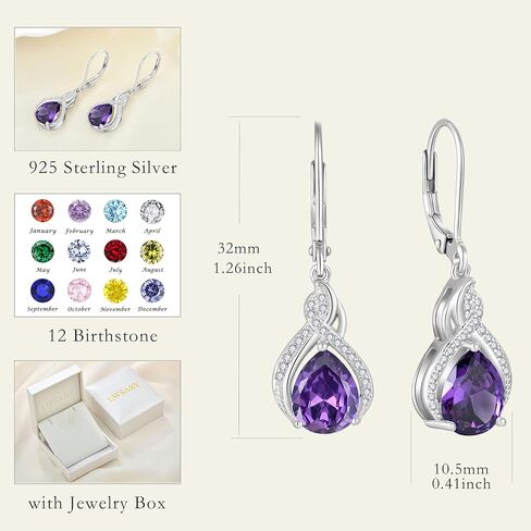 Infinity Teardrop Jewelry Set for Women Amethyst Necklace & Earrings February Birthstone Jewelry in Saudi Arabia