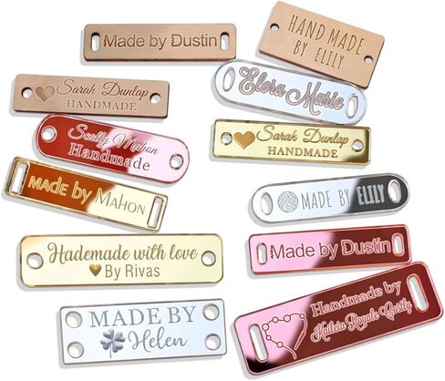 50Pcs Custom Crochet Tags, Personalised Rectangle Tags for Crochet Projects, Wooden and Acrylic Knitting Labels for Handmade Items in Saudi Arabia