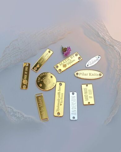 50Pcs Custom Crochet Tags, Personalised Rectangle Tags for Crochet Projects, Wooden and Acrylic Knitting Labels for Handmade Items in Saudi Arabia