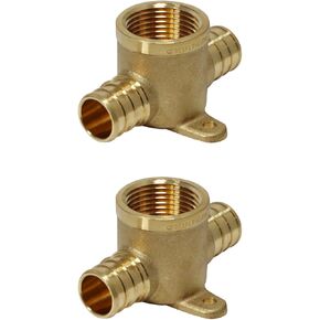 2 Pieces XFITTING 3/4" Pex x 3/4" Pex x 3/4" Female Tee Drop Ear, Brass Crimp Fitting - Brass, Pex B in Kuwait