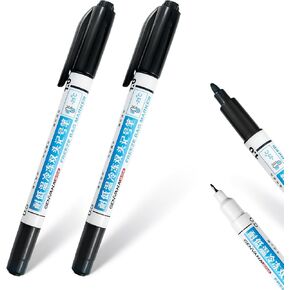 Freezer Bag Markers 2 Pack, Permanent Food Grade Pens with 1.0mm Chisel & 0.5mm Fine Tips for Freezer Labels, Fast Drying Waterproof Smudge Proof Ink Writes on Plastic, Glass, Metal, Foam in Saudi Arabia