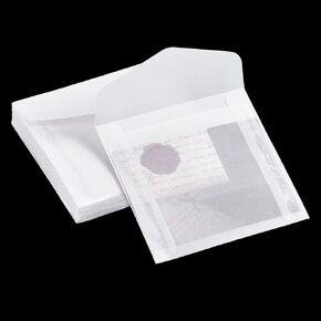 PH PandaHall 50pcs 3.9 x 3.9 inch Glassine Paper Envelopes, Translucent Paper Envelope Bag Square Invitation Envelopes Greeting Card Envelopes for Weddings Craft Photo Graduation Lottery Tickets in Kuwait