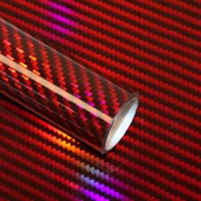 High Gloss Carbon Fiber Red Vinyl Wrap,Self Adhesive Vehicle Interior Exterior Stretchable Decal Sticker Film Sheet， Air Release Technology DIY Decoration Vinyl Wrap in Kuwait