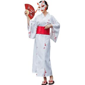 HongH Women's Tradtional Japanese Kimono Flower Print Long Kimono Robe Costume Summer Wear in Kuwait