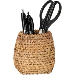 SHIDOW Handmade Rattan Pencil Holder, Wicker Pencil Holder, Tea Tools Holder, Tea Cup, Desk Cup Holder, Toothbrush Cup for Small Items, Office and home Desktop Organizer (Style B) in Kuwait