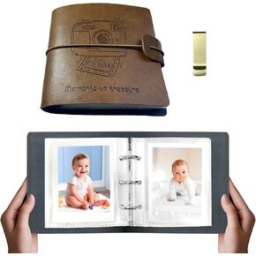 ألبوم صور صغير يحتوي على 100 جيب، كتاب صور بولارويد صغير لكاميرات Fujifilm Instax Mini & Polaroid Snap، مجلد حامل صور بحجم المحفظة لـ Z2300، طباعة عالية (بني) in Kuwait