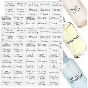 ملصقات أدوات الزينة للسفر مقاومة للماء 160 قطعة ملصقات شفافة لزجاجات السفر بحجم زجاجات مستحضرات التجميل وملصق الزجاجات القابلة لإعادة الملء لتنظيم الحمام in Kuwait