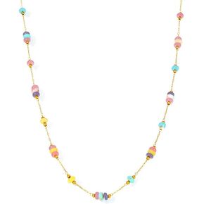 Kokoma Colorful Beaded Stone Necklace for Women Stainless Steel Bohemian Beads Choker Necklace Delicate Statement Adjustable Link Chain Jewelry in Saudi Arabia