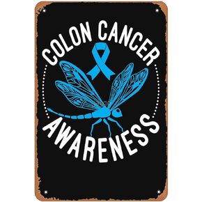 سرطان القولون الوعي اليعسوب علامة جدار ديكور الفن ملصق خمر معدن القصدير علامة مضحك المرآب غرفة الحمام رجل كهف مكتب شقة النوم علامة الجدار الديكور هدية 8x12 في in Kuwait