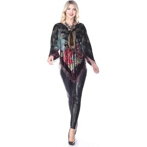 ARIS A. Vintage Peacock Silk Velvet Burnout Tunic Top in Saudi Arabia