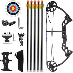 Compound Bow and Arrow for Youth and Beginner, Archery Bow Set for Kids 8-12, 16-20 lbs Draw Weight, 17.3"-26" Draw Length in Kuwait