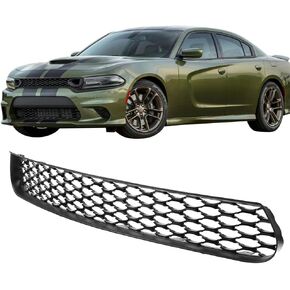 IKON MOTORSPORTS Front Lower Grille, Compatible With 2015-2023 Dodge Charger SRT/Scat Pack, SRT Style Unpainted Black PP Bumper Mesh Grill Guard in Kuwait
