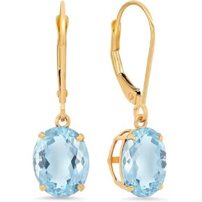 Amazon Essentials 14K White Gold Oval Gemstone Dangle Leverback Earrings in Saudi Arabia