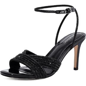 AIJIVOU Women's Rhinestone Stiletto Heeled Sandal Round Open Toe Summer Ankle Strap Stilettos High Heels with Beadeed Rhinestone Crystal Sparkly Dressy Sandal for Bride, Wedding, Party, Shopping in Kuwait