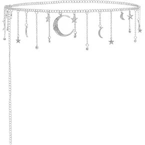 Moon Chain Belt for Women - Adjustable Bohemia Waist Chain with Star Charm Tassel Metal Celestial Concho Belt in Kuwait
