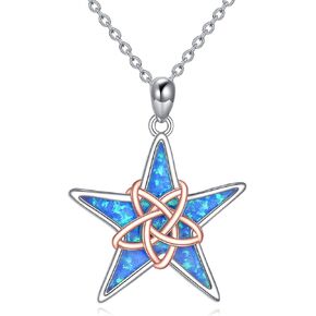 Starfish Necklace S925 Sterling Silver Celtic Sea Star Pendant Ocean Jewelry Gifts for Men Women in Saudi Arabia