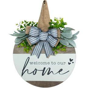 علامة ترحيب لإكليل الباب الأمامي، ديكور مزرعة ريفي حديث، أكاليل لديكور الشرفة الأمامية في الهواء الطلق، ديكورات منزلية ترحيبية، هدايا الترحيب بالمنزل الجديد لربيع وصيف الخريف وعطلات جميع الفصول in Kuwait