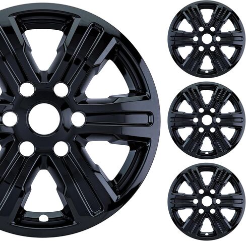 مجموعة جلد العجلة السوداء اللامعة مقاس 17 بوصة مصنوعة لسيارة Ford Ranger XL (2019-2023) | غطاء إطار من بلاستيك ABS المتين | يناسب مباشرة عجلة OEM in Kuwait