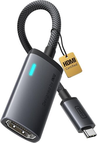 محول INIU USB C إلى HDMI (4K@60 هرتز)، محول USB-C (4K HDMI)، لأجهزة MacBook Pro وMacBook Air وiPad Pro وiMac وiPhone 17 16 Pro Max وPixelbook وSurface Pro وDell وXPS وGalaxy والمزيد in Kuwait