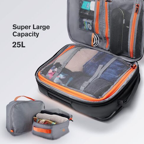 حقيبة ظهر للسفر من rooCASE Venice سعة 25 لترًا - كمبيوتر محمول بحجم 15.6 بوصة لأمتعة العمل في عطلة نهاية الأسبوع وحقيبة ظهر لحقيبة السفر الدولية للرجال والنساء، تتضمن مكعبين للتعبئة مجانًا in Kuwait