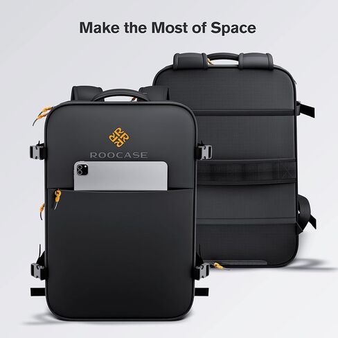 حقيبة ظهر للسفر من rooCASE Venice سعة 25 لترًا - كمبيوتر محمول بحجم 15.6 بوصة لأمتعة العمل في عطلة نهاية الأسبوع وحقيبة ظهر لحقيبة السفر الدولية للرجال والنساء، تتضمن مكعبين للتعبئة مجانًا in Kuwait