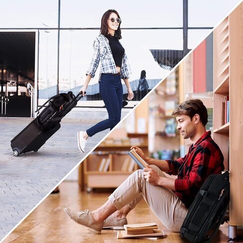 حقيبة ظهر للسفر من rooCASE Venice سعة 25 لترًا - كمبيوتر محمول بحجم 15.6 بوصة لأمتعة العمل في عطلة نهاية الأسبوع وحقيبة ظهر لحقيبة السفر الدولية للرجال والنساء، تتضمن مكعبين للتعبئة مجانًا in Kuwait