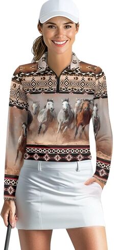 Women's Long Sleeve Shirts 1/4 Zip Pullover Sun Protection Quick Dry Hiking Athletic Workout Tops XS-XXL in Saudi Arabia