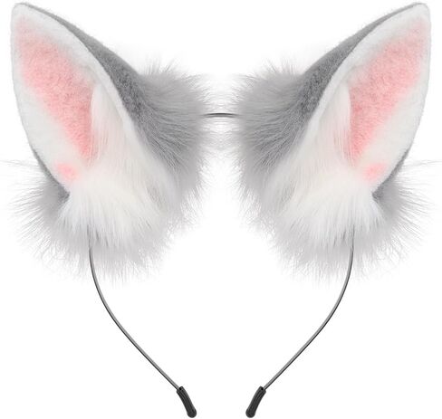 Animal Fox Wolf Ears Headbands Faux Fur Handmade Hairband for Halloween Party Hair Accessories in Saudi Arabia