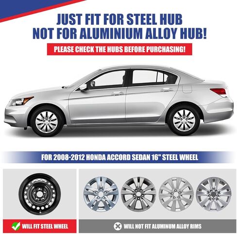 16 Inch Hubcaps Set of 4 Black Matte Wheel Rims Cover R16 for Honda Accord Sedan 2008-2012,PP Material Wheel Tire Covers Bolt On Installation Automotive Accessories for Accord Sedan 08-12(4-Packs) in Saudi Arabia