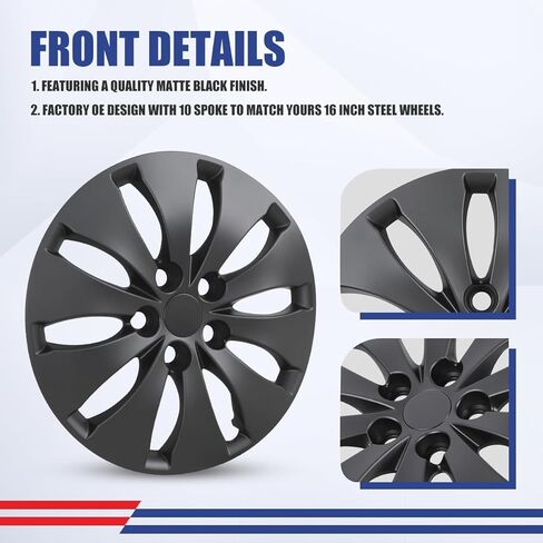 16 Inch Hubcaps Set of 4 Black Matte Wheel Rims Cover R16 for Honda Accord Sedan 2008-2012,PP Material Wheel Tire Covers Bolt On Installation Automotive Accessories for Accord Sedan 08-12(4-Packs) in Saudi Arabia