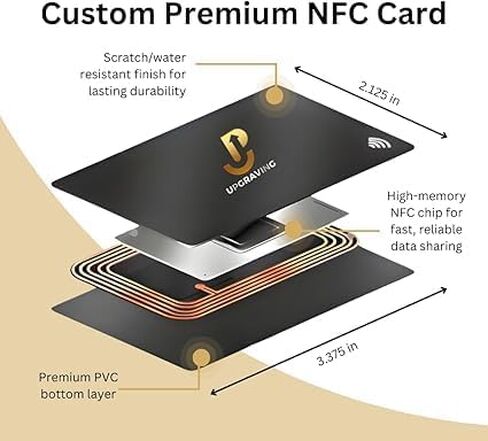 بطاقة عمل رقمية مع رمز الاستجابة السريعة والنقر لمشاركة تقنية NFC - متوافقة مع iPhone وAndroid - لا يلزم وجود تطبيق أو اشتراك (أسود) in Kuwait