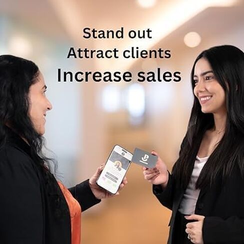 بطاقة عمل رقمية مع رمز الاستجابة السريعة والنقر لمشاركة تقنية NFC - متوافقة مع iPhone وAndroid - لا يلزم وجود تطبيق أو اشتراك (أسود) in Kuwait