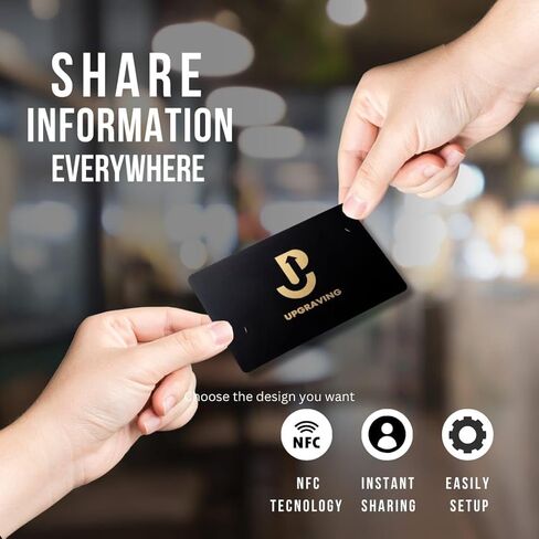 بطاقة عمل رقمية مع رمز الاستجابة السريعة والنقر لمشاركة تقنية NFC - متوافقة مع iPhone وAndroid - لا يلزم وجود تطبيق أو اشتراك (أسود) in Kuwait