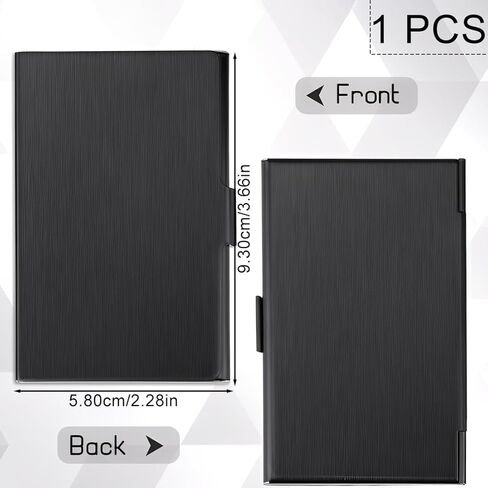 Slim Metal Business Card Holder, Stainless Steel Pocket Case with Buckle Closure, Black in Saudi Arabia
