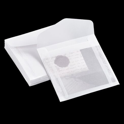 PH PandaHall 50pcs 3.9 x 3.9 inch Glassine Paper Envelopes, Translucent Paper Envelope Bag Square Invitation Envelopes Greeting Card Envelopes for Weddings Craft Photo Graduation Lottery Tickets in Saudi Arabia