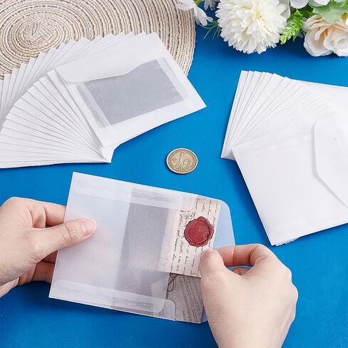 PH PandaHall 50pcs 3.9 x 3.9 inch Glassine Paper Envelopes, Translucent Paper Envelope Bag Square Invitation Envelopes Greeting Card Envelopes for Weddings Craft Photo Graduation Lottery Tickets in Saudi Arabia