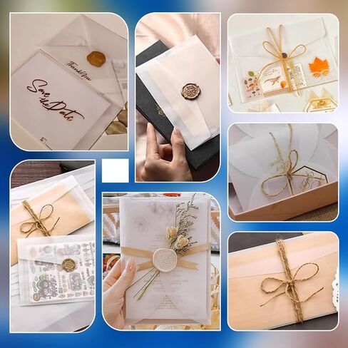 PH PandaHall 50pcs 3.9 x 3.9 inch Glassine Paper Envelopes, Translucent Paper Envelope Bag Square Invitation Envelopes Greeting Card Envelopes for Weddings Craft Photo Graduation Lottery Tickets in Saudi Arabia