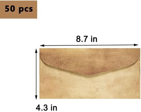 50 Pcs Aged Envelopes Antique Envelopes Old Looking Letter for Crafts, Invitations, Thank you Notes, 8.7 * 4.3 in in Kuwait