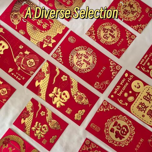 Chinese Red Envelopes, New Year Red Envelopes 2025 for Chinese Lunar Snake Year, Lucky Money Pocket, Hong Bao,36 Pcs, Innovative, L in Saudi Arabia