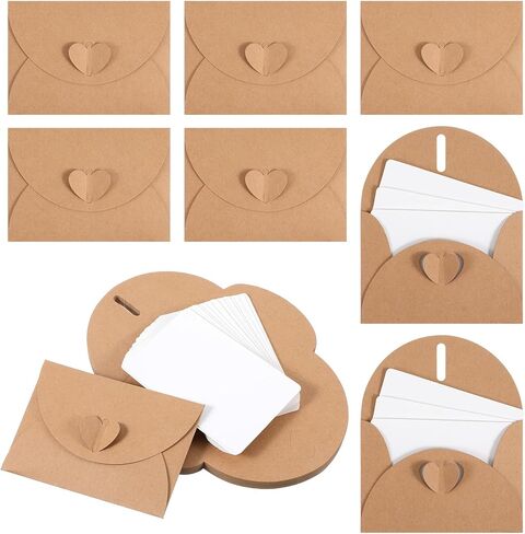 30 Pcs Mini Envelopes with Blank Cards, 4.02×2.76in Cute Envelopes with Heart Clasp, Paper Gift Card Holders, Tiny Envelope for Business Card, Weddings Favors, Greeting Cards in Saudi Arabia