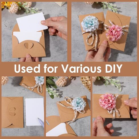 30 Pcs Mini Envelopes with Blank Cards, 4.02×2.76in Cute Envelopes with Heart Clasp, Paper Gift Card Holders, Tiny Envelope for Business Card, Weddings Favors, Greeting Cards in Saudi Arabia